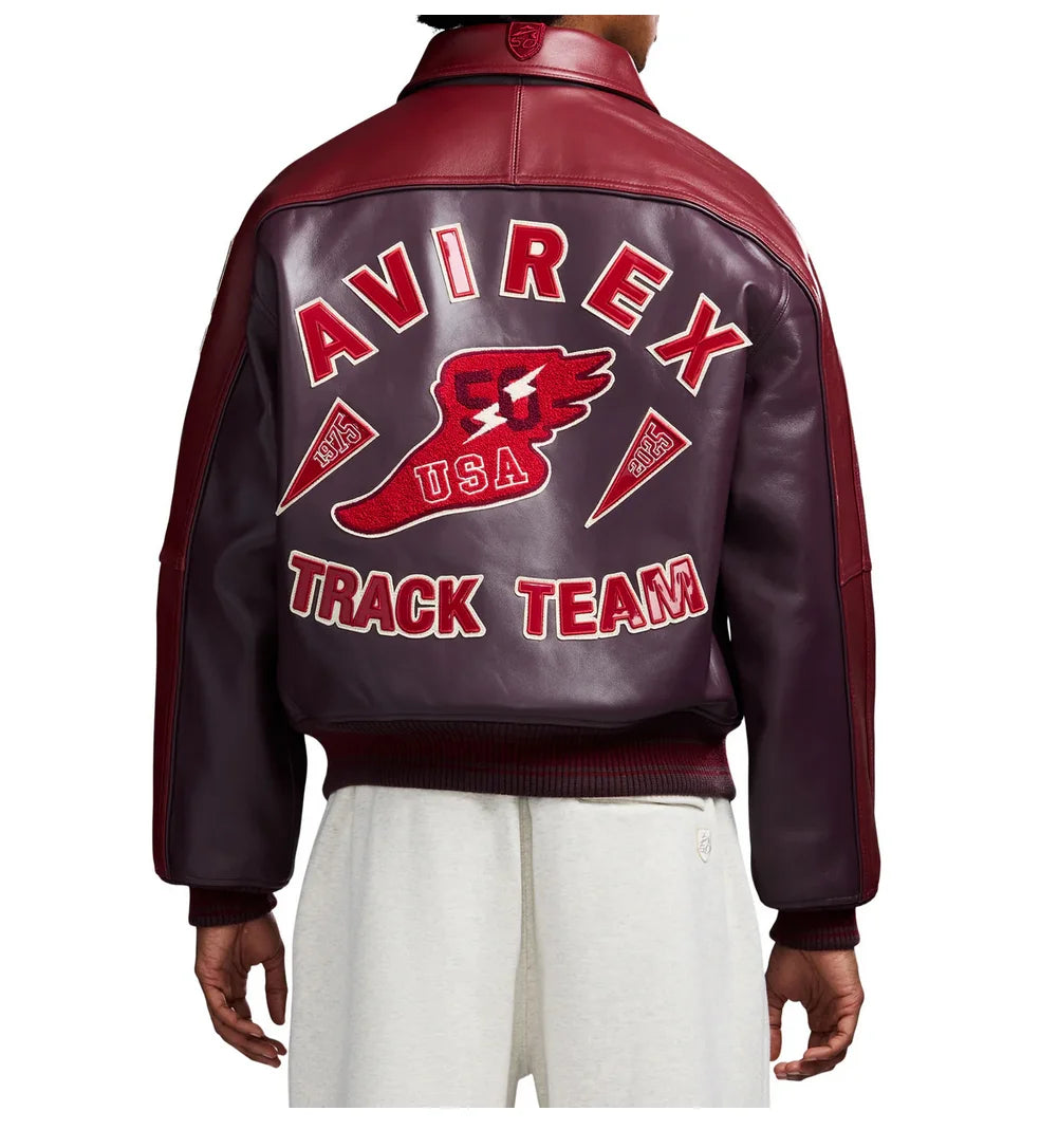AVIREX VINTAGE LEATHER TRACK TEAM JACKET