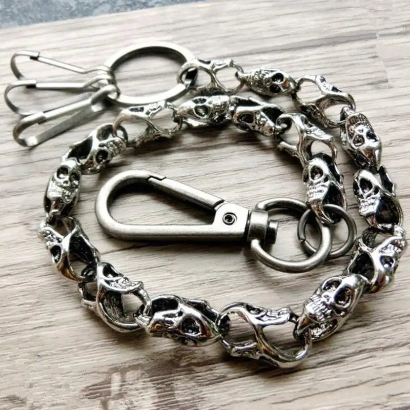 Chrome Skull Wallet Chain