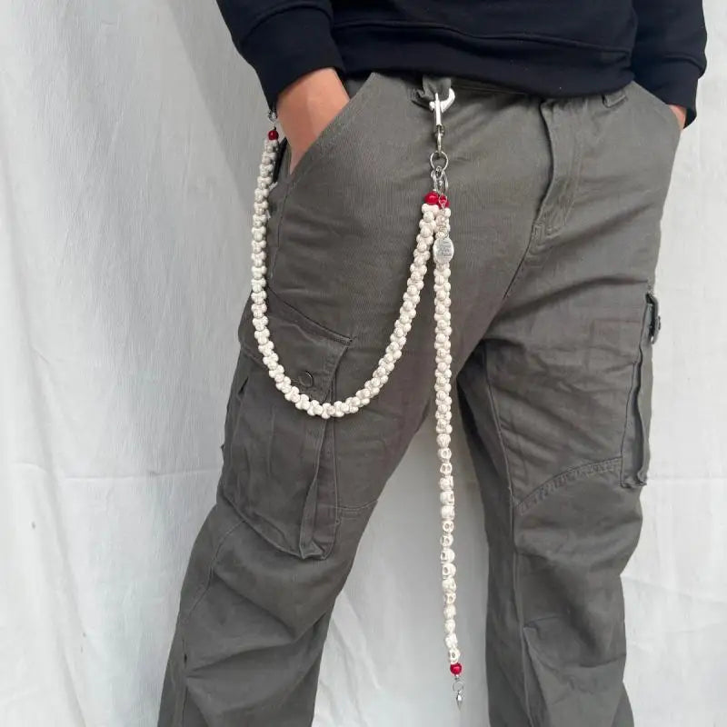 New punk  rock hip hop style white bone wallet chain