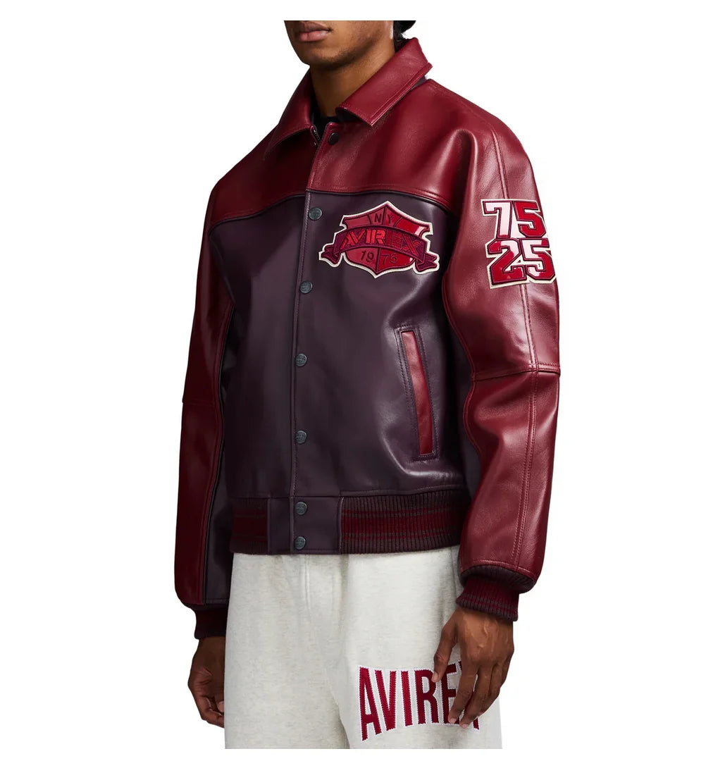AVIREX VINTAGE LEATHER TRACK TEAM JACKET