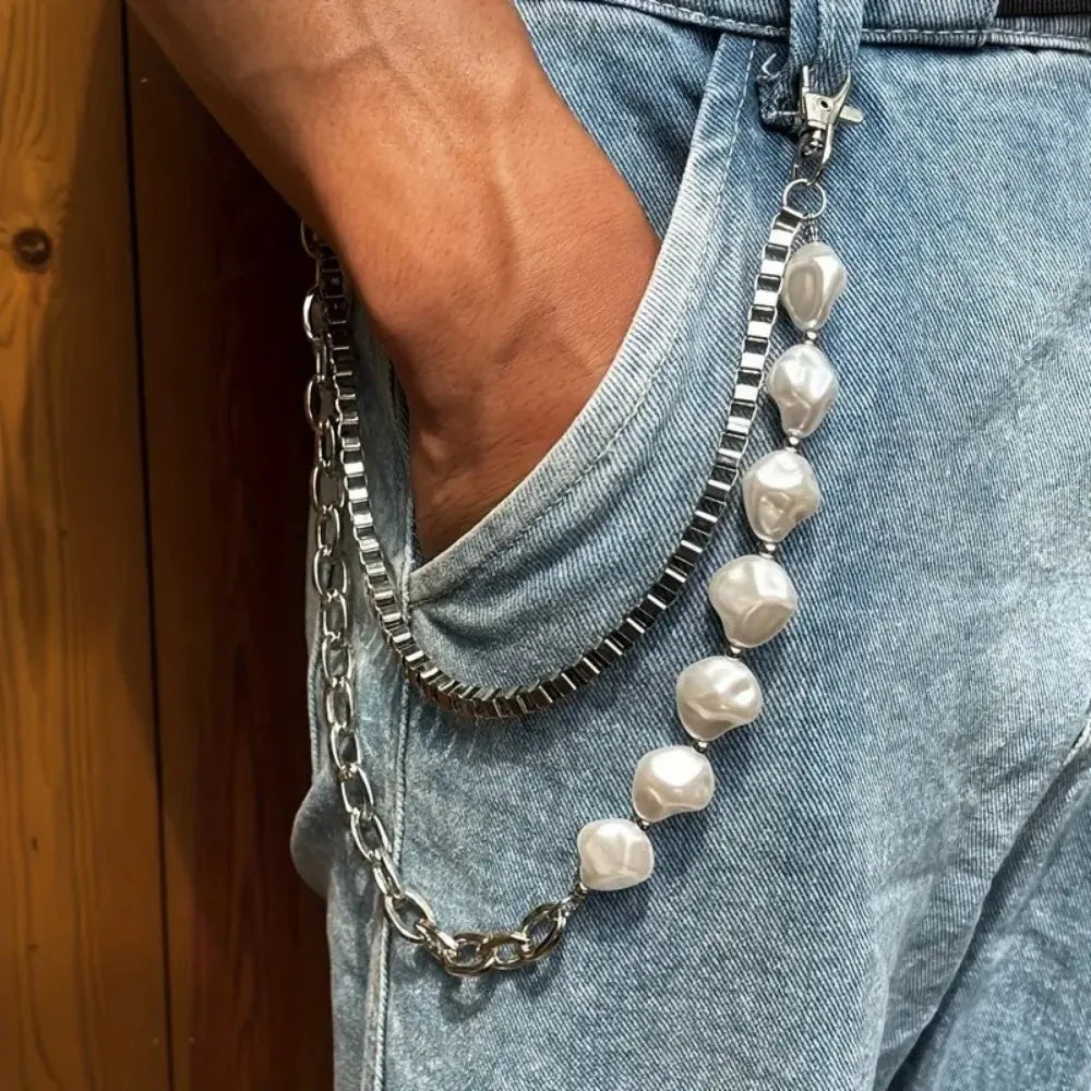 Luxury Punk Pearl rock hip hop wallet chain