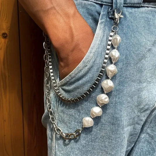 Luxury Punk Pearl rock hip hop wallet chain