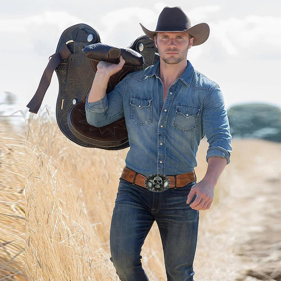 Western style skull belt