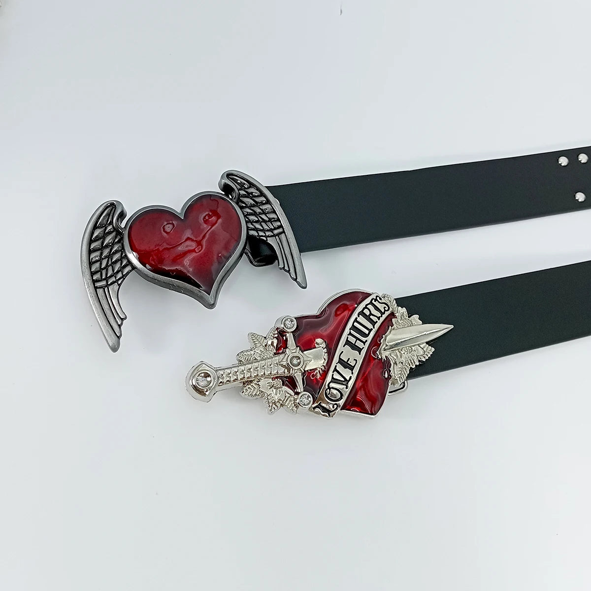 kings and queens sword red heart Goth belt