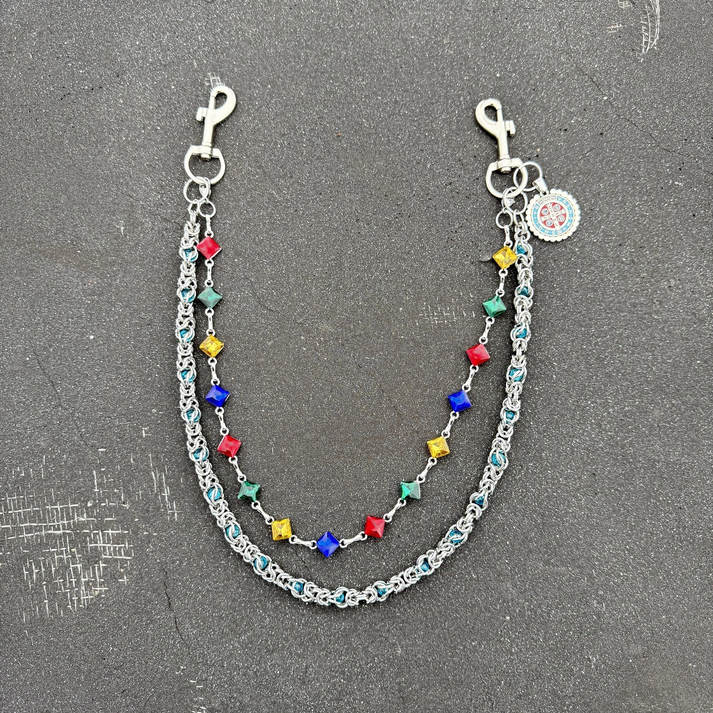 color stone wallet chain