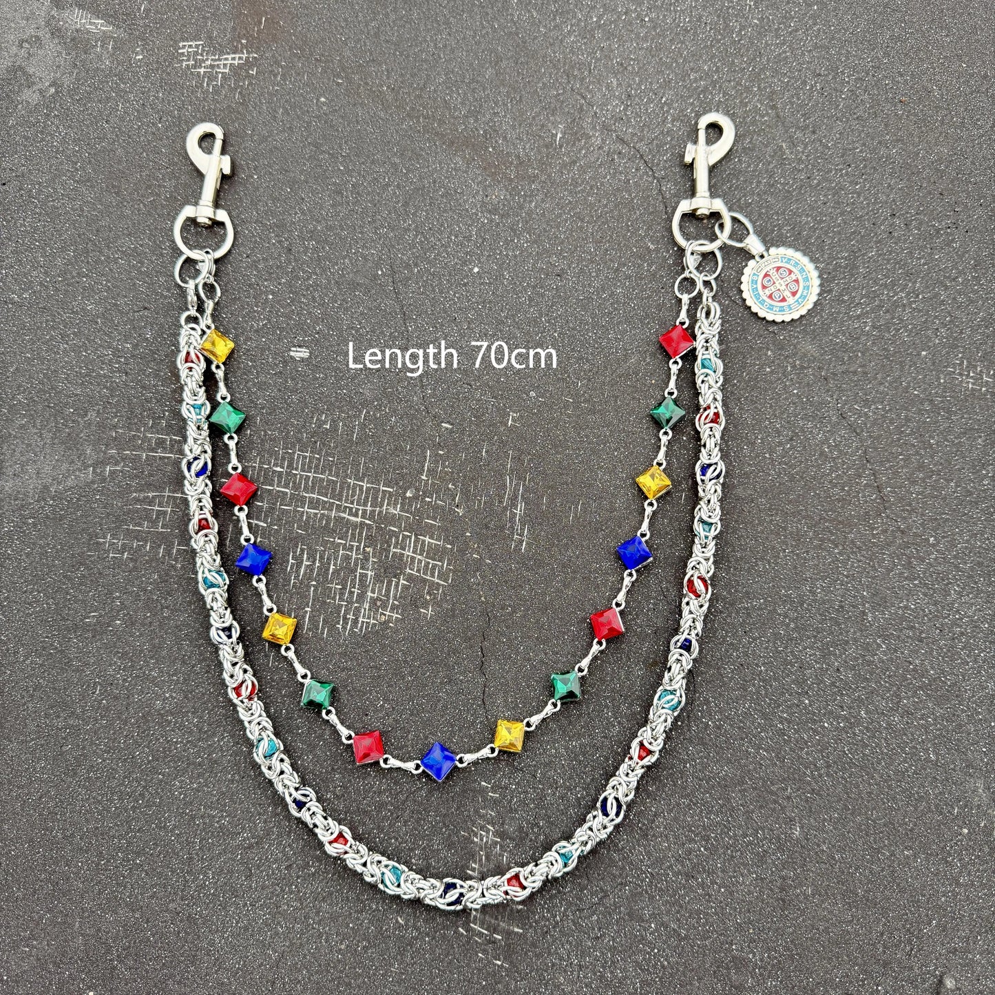 color stone wallet chain