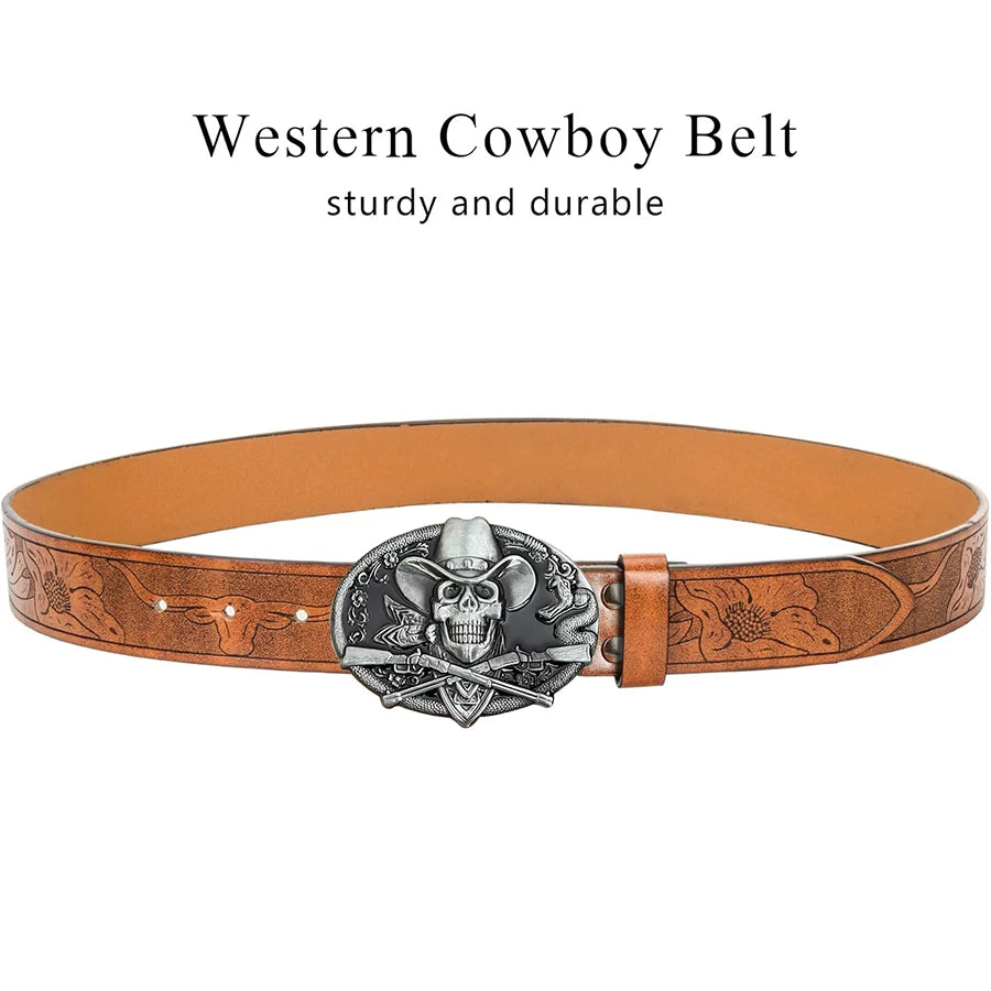 Western style belt, skull hunting rifle