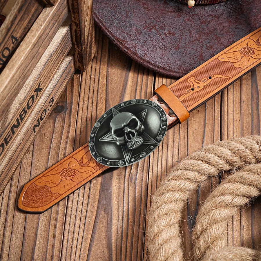 Western style skull belt