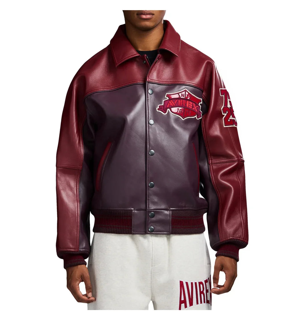 AVIREX VINTAGE LEATHER TRACK TEAM JACKET