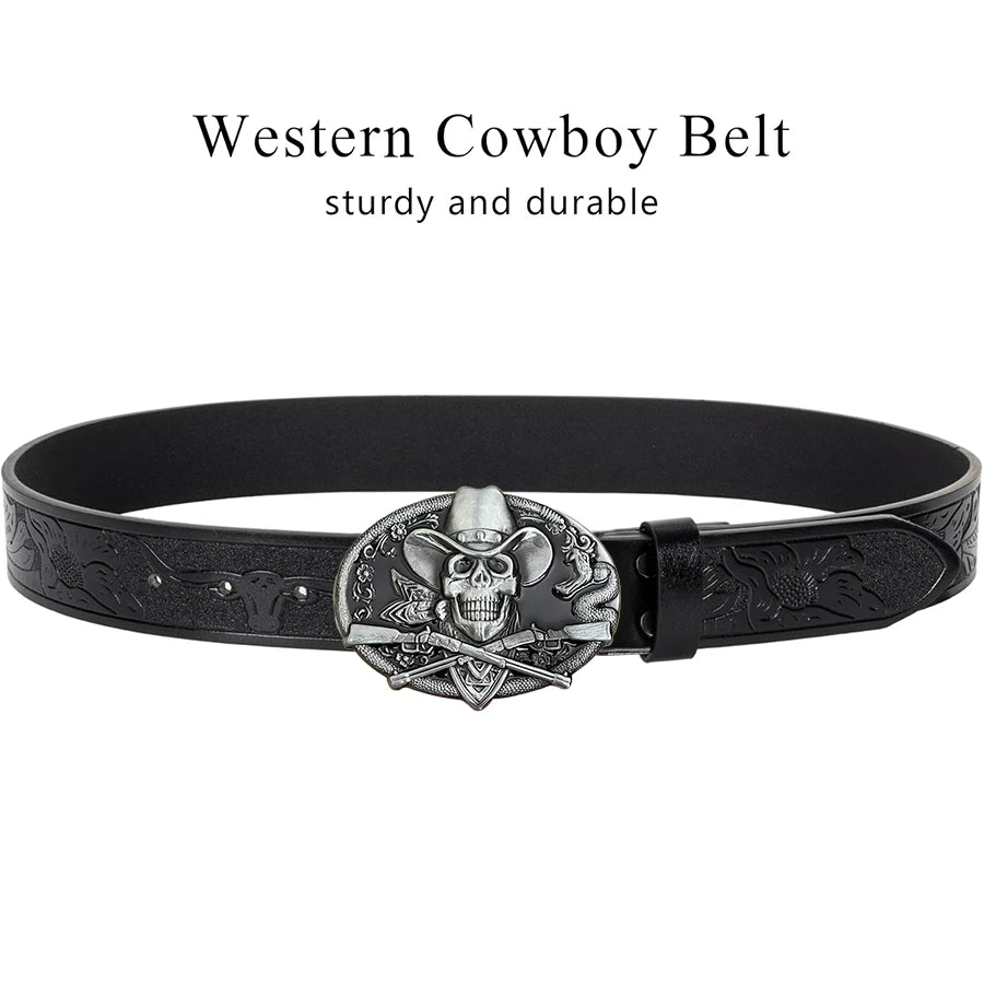 Western style belt, skull hunting rifle