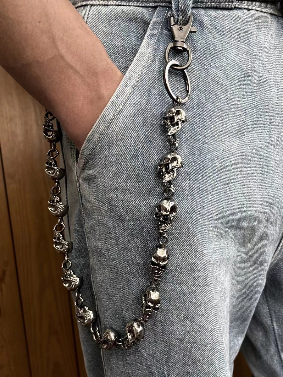 Chrome Skull Wallet Chain