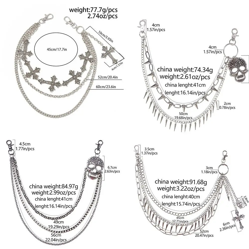 Fashion Metal Skull Wallet Chain Gothic Hip Hop Tassel