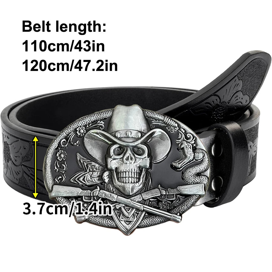 Western style belt, skull hunting rifle