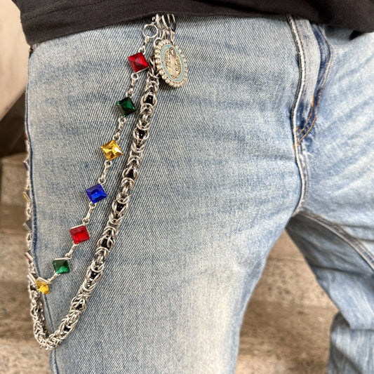 color stone wallet chain