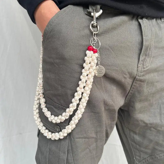 New punk  rock hip hop style white bone wallet chain