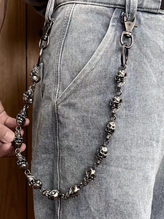 Chrome Skull Wallet Chain