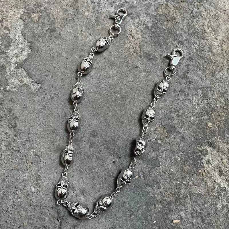 Chrome Skull Wallet Chain