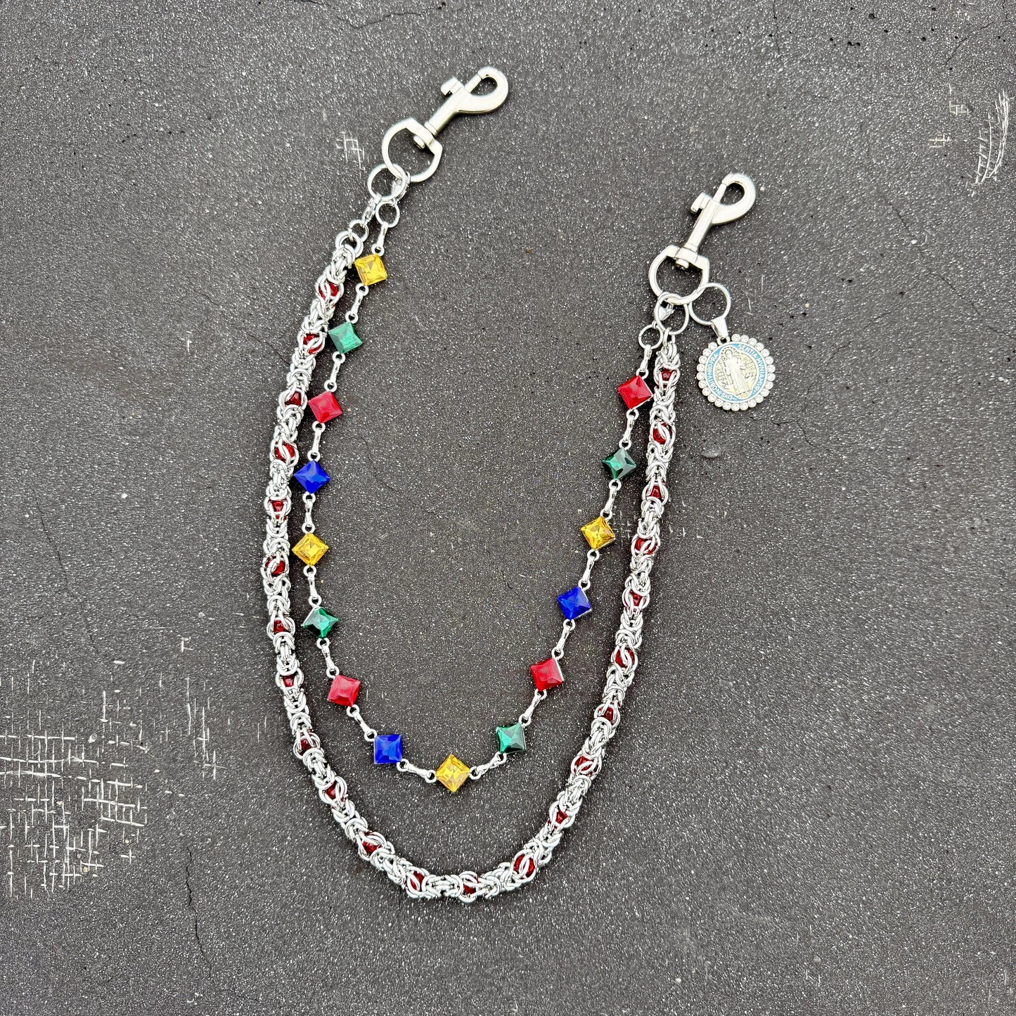 color stone wallet chain
