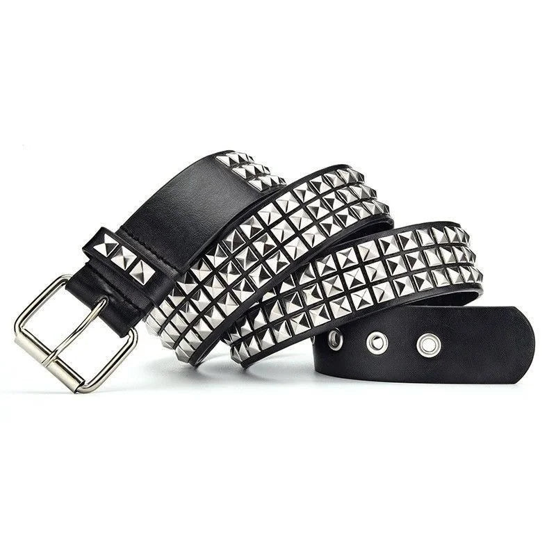 Gothic skull black leather belt