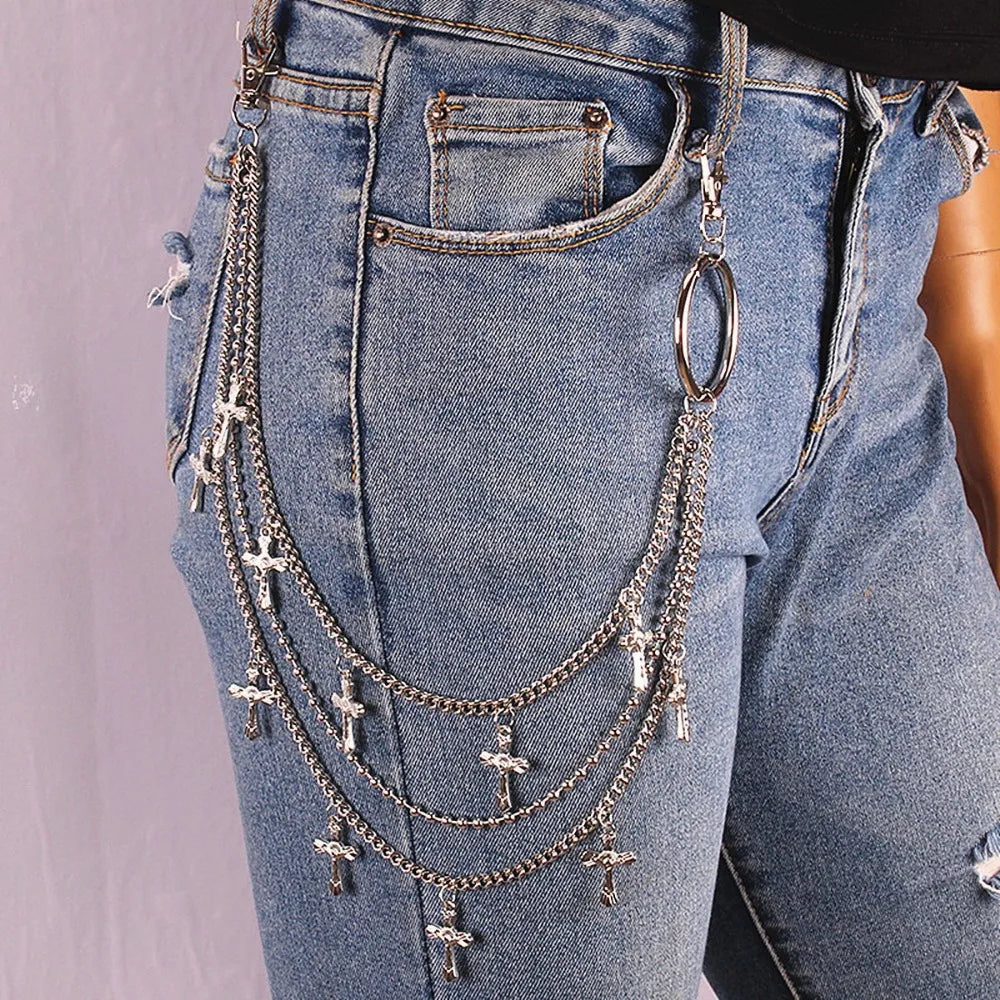 Luxury Punk Pearl rock hip hop wallet chain