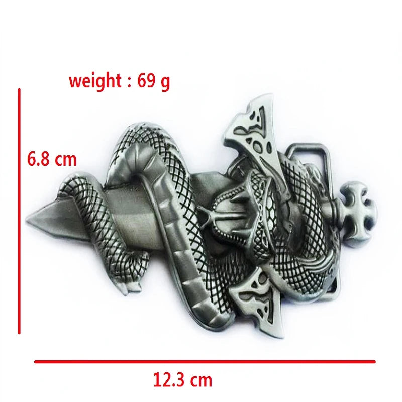Silver snake Sword Leather Belt