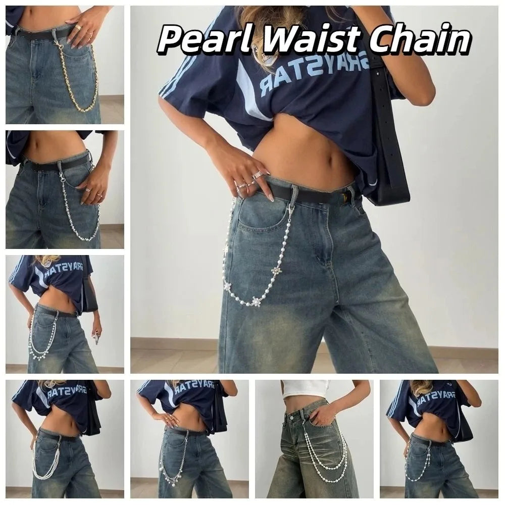 Fashion Tassel Pearl Waist Chain Zinc Alloy Gothic