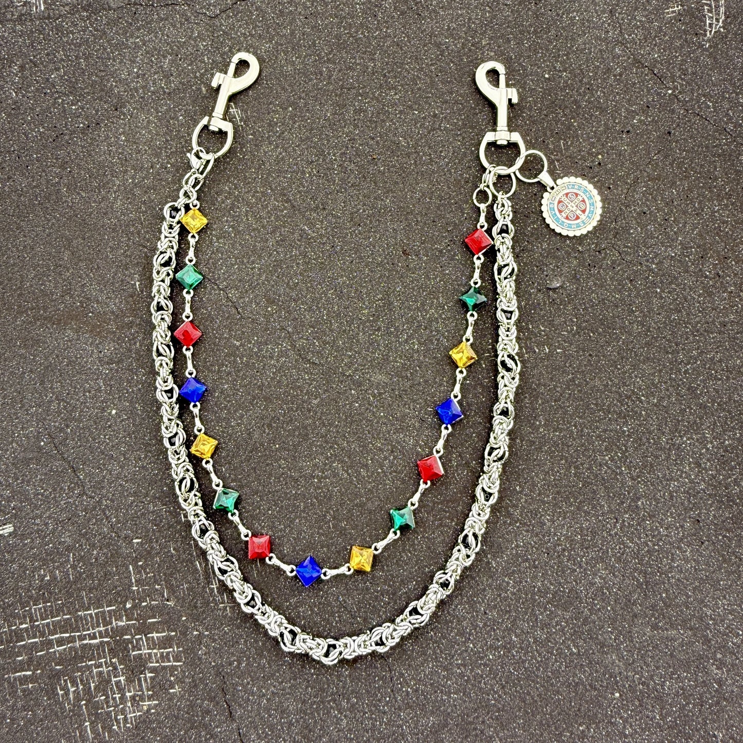 color stone wallet chain