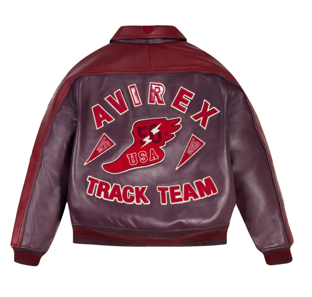 AVIREX VINTAGE LEATHER TRACK TEAM JACKET