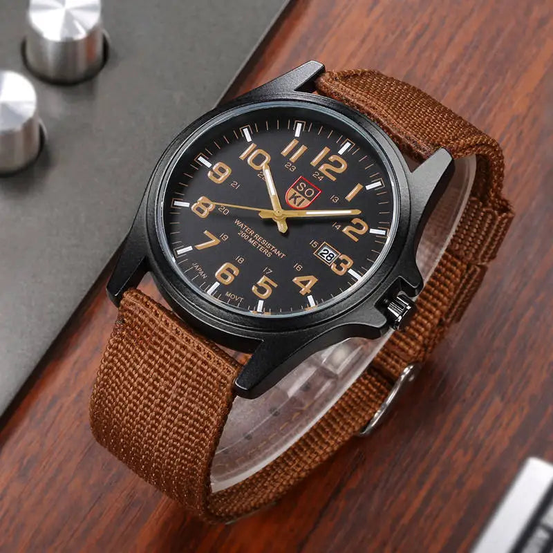 fashion simple calendar quartz men sports watch Army watch