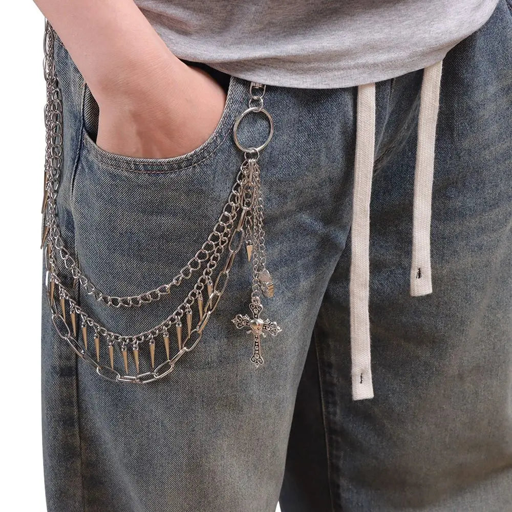 Fashion Metal Skull Wallet Chain Gothic Hip Hop Tassel