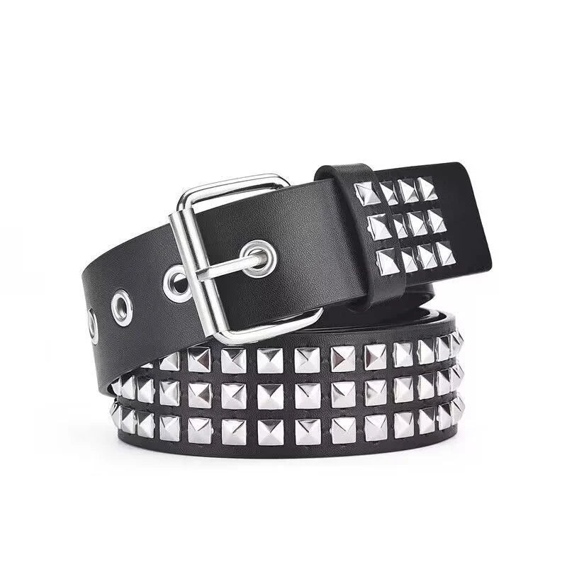 Gothic skull black leather belt