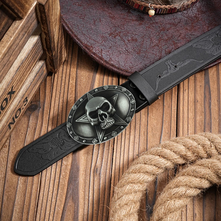 Western style skull belt