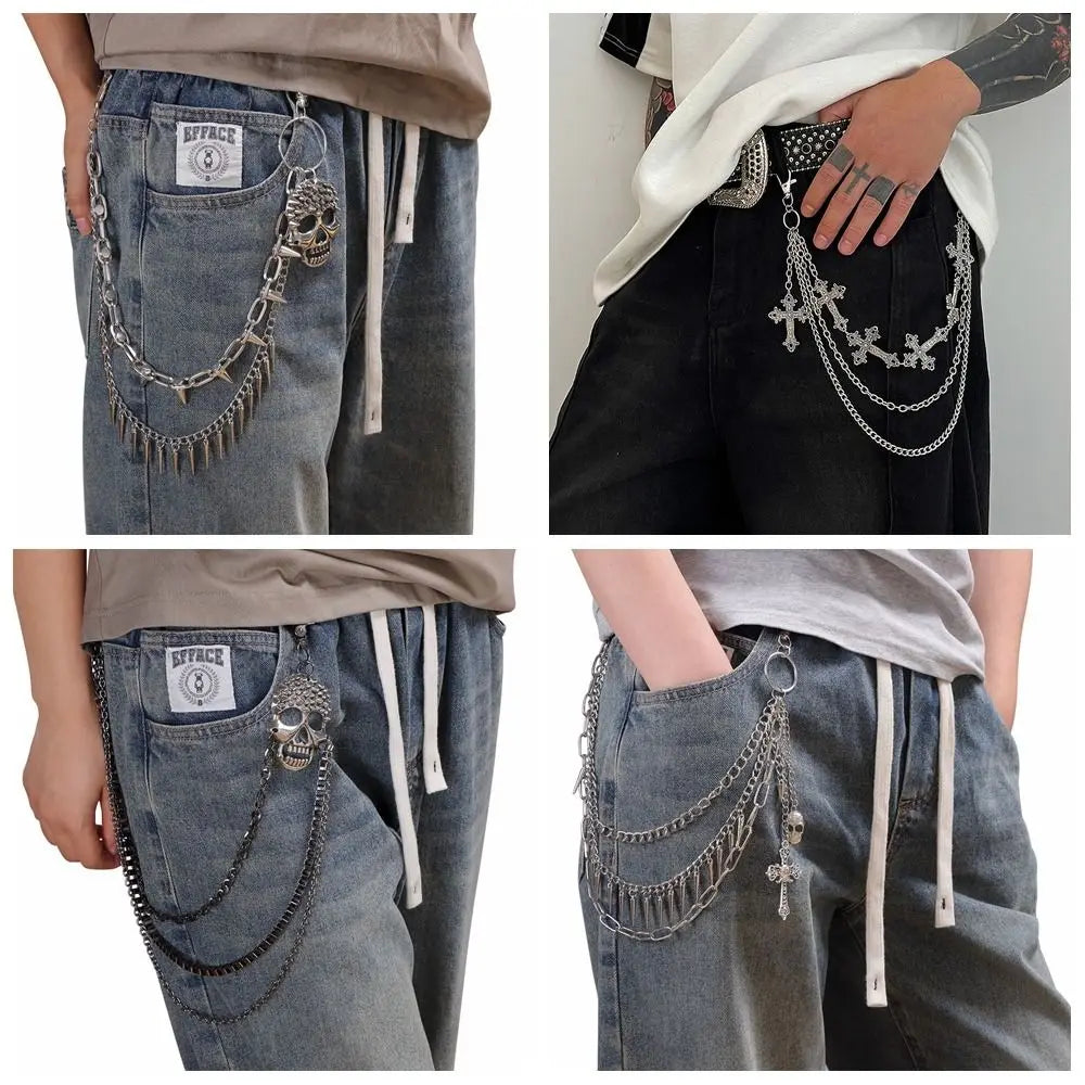 Fashion Metal Skull Wallet Chain Gothic Hip Hop Tassel