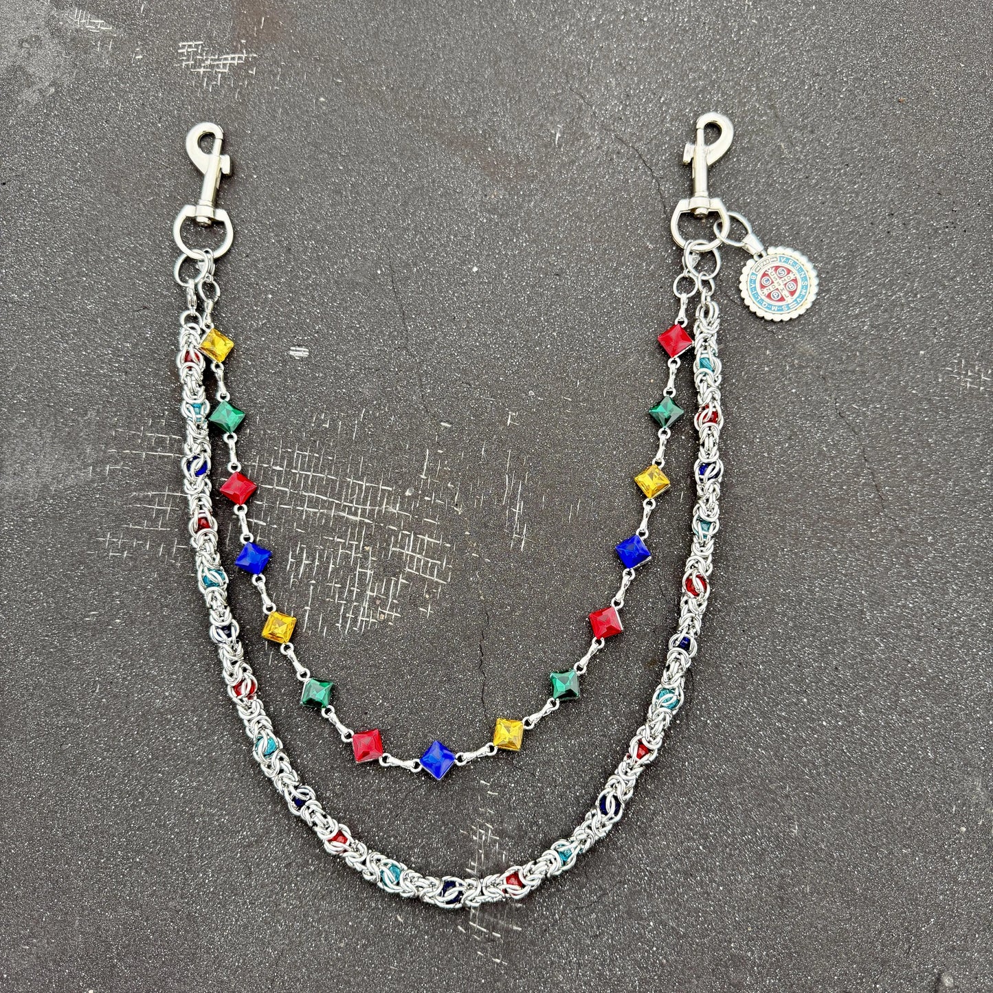 color stone wallet chain