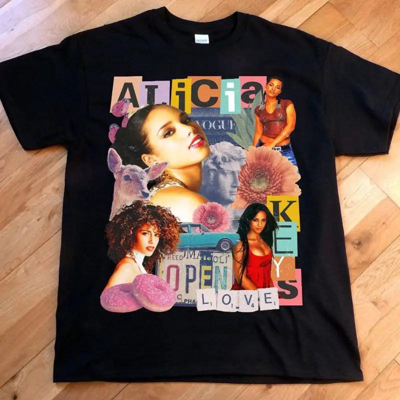 Alicia Keys Black T shirt  Full Size S to 5XL
