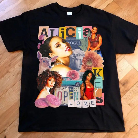Alicia Keys Black T shirt  Full Size S to 5XL