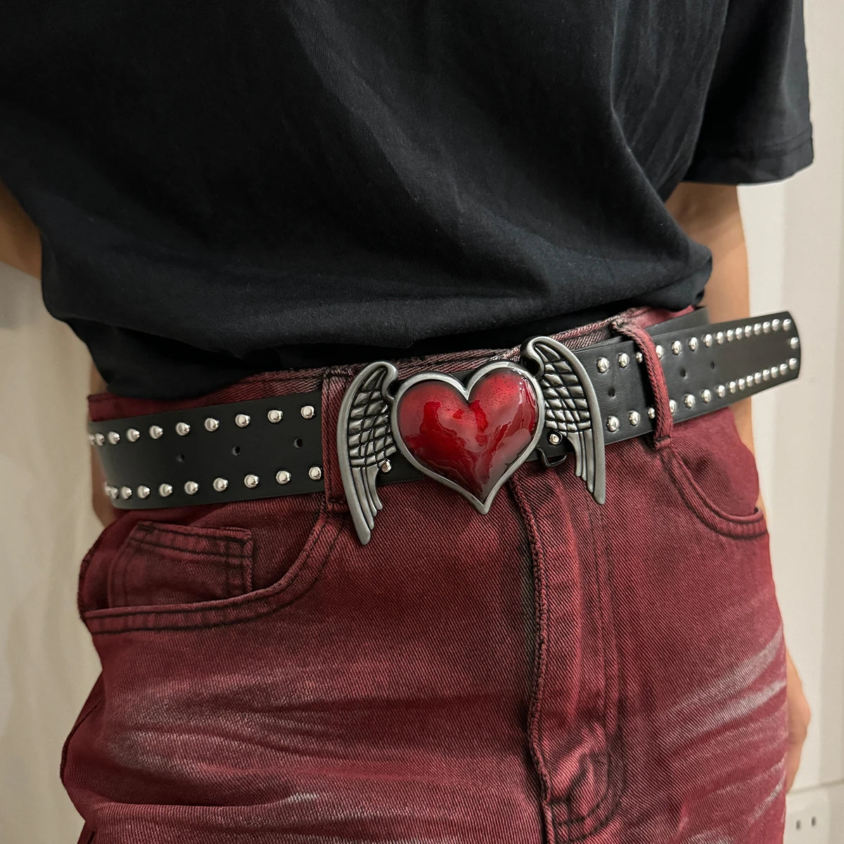 kings and queens sword red heart Goth belt