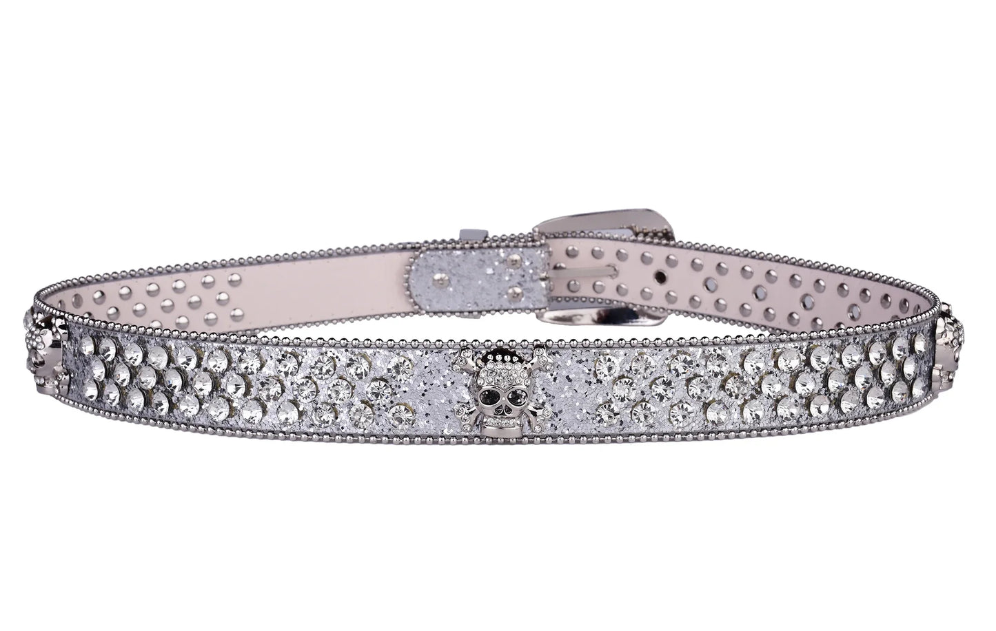 Rhinestone Skull leather belt