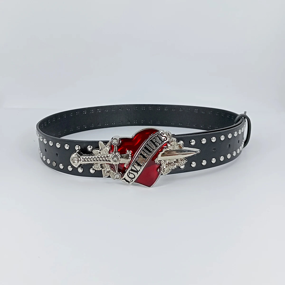 kings and queens sword red heart Goth belt