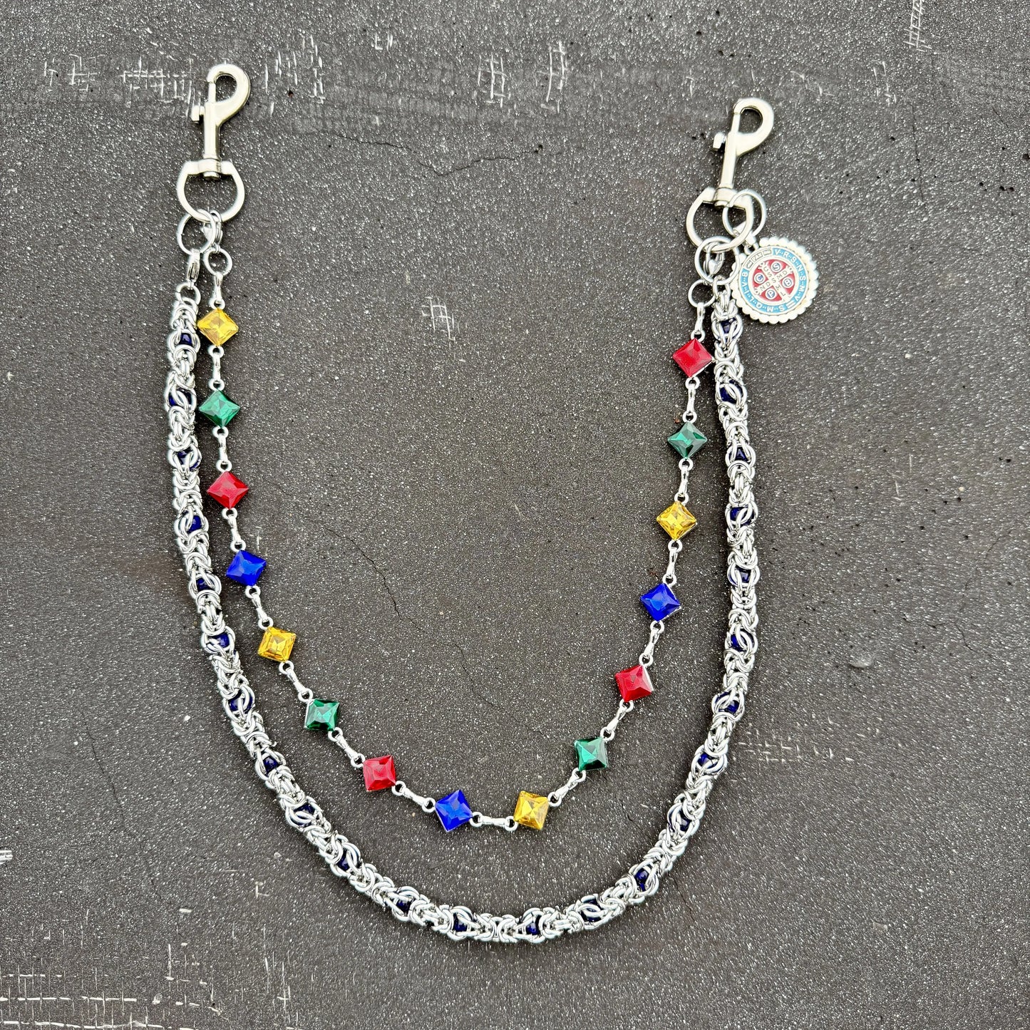 color stone wallet chain